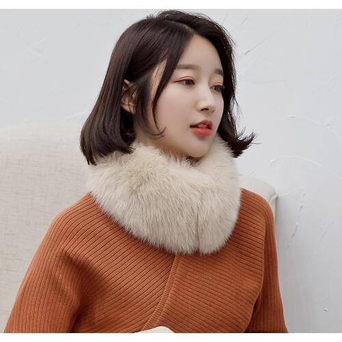 100% Real fox Rabbit Fur Collar Square Collar Men Womens Genuine Leather Women Fashion Fur Scarves