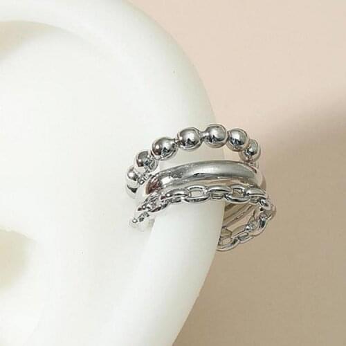 3-layer Beads Chain Ear Clips Earrings For Women Earing Without Hole Jewelry Fake Earrings Single Ear Bone Clip Earings JL735