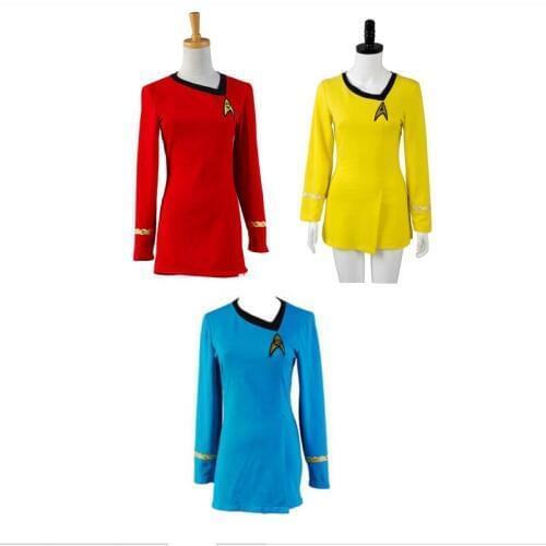 Star Duty Uniform TOS Red Yellow Blue Dress Cosplay Costumes Party Halloween For Women Badge Hot Sale