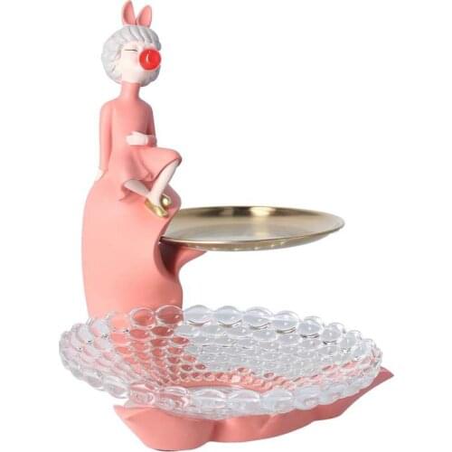 Resin Girl Storage Tray Versatile Girl Statue Storage Tray Attractive for Living Room for Bedroom for Dining Table