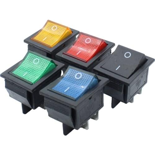 100pcs/bag KCD4-202 boat rocker switch power switch 4Pin with light 31x25mm 20A 125VAC 16A 250VAC