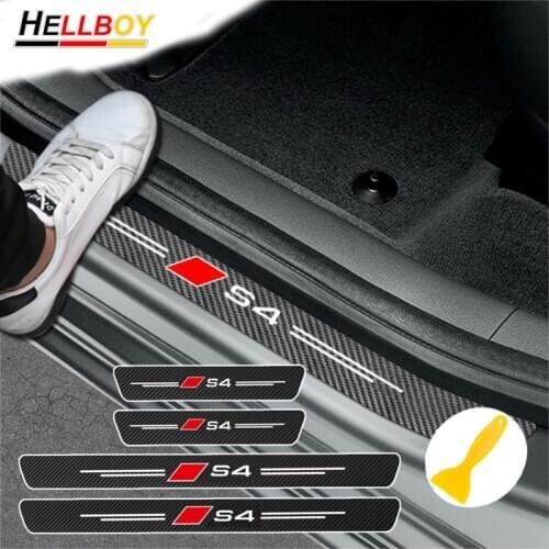 3D Carbon Fiber Car Body Door Sill Protector Decals Stickers For AUDI S3 8v 8p S4 b6 b8 S5 v8 S6 Sline A3 A4 A5 A6 Accessories