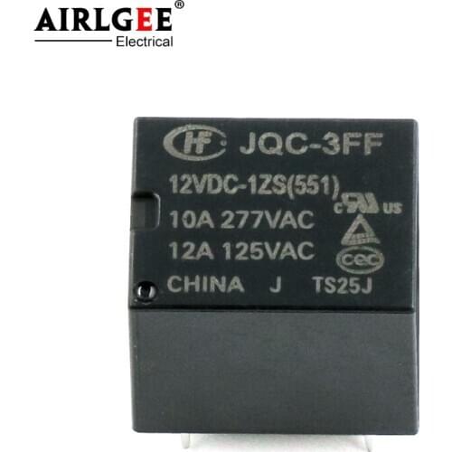 5 Pcs 12VDC 277VAC 10A 5 Pole SPDT Conversion JQC-3FF/12-1ZS(511) Power Relay