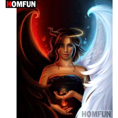 HOMFUN 5D Diamond Embroidery Needlework Kit "Angel girl" Diy Diamond Painting Cross Stitch Home Decoration Gift A00112