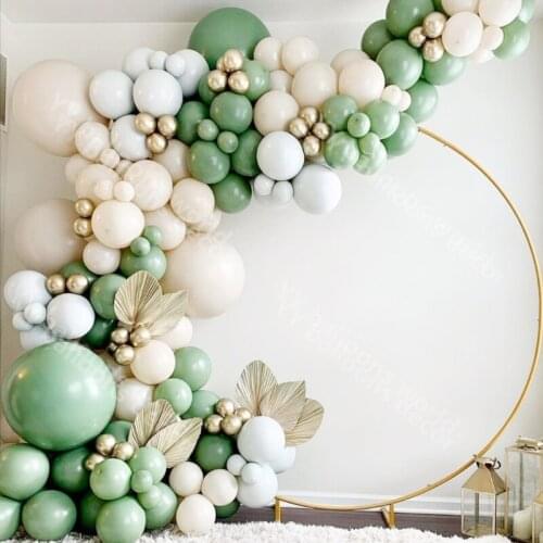 Baby Shower Avocado Green Balloon Gold Chorme Balloons Garland Arch Kit Animal Forest Theme Globos Wedding Birthday Party Decor