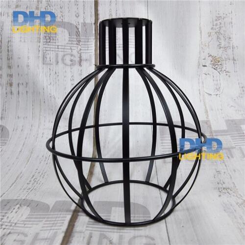 Free shipping D190mm*H210mm E27 lamp shade black finished iron cage edison lamp shade DIY round cage for lighting