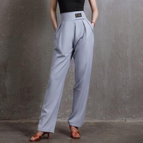Latin Dance Clothes For Women Samba Practice Pants Standard Rumba Cha Cha Ballroom Dancewear Elastic Waist Black Trousers BL5250