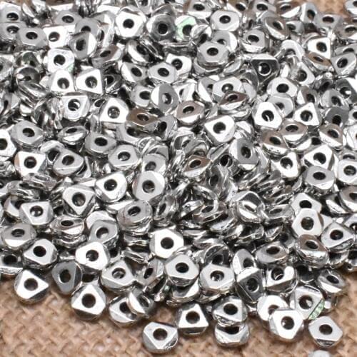 50PCS 6*1.5MM Silver Zinc Alloy Beads Cut Round Beads For DIY Jewelry Making Charms Retro Beading Bracelet Necklace Accessories