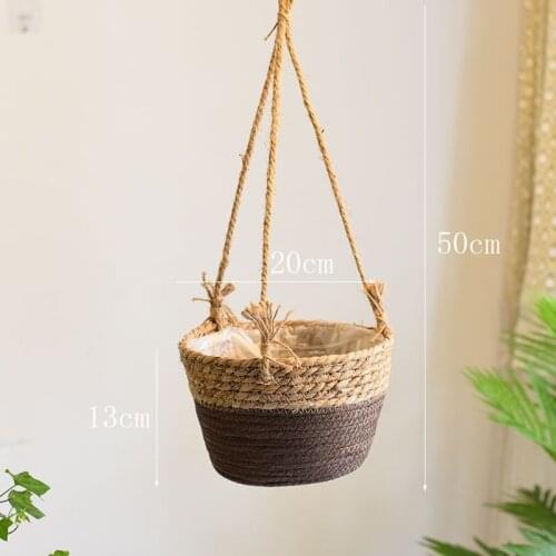 Cany Weaving Flowerpot Grass Weaving Hanging Basket Hanging Orchid Hanging Flower Basket Wall Hanging Orchid Hanging Basket Bask