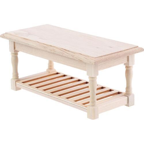 1:12 Mini Dollhouse Furniture Miniature Wooden Tea Table Bedside Table Cabinet Mini Living Room Decor Doll House Accessories