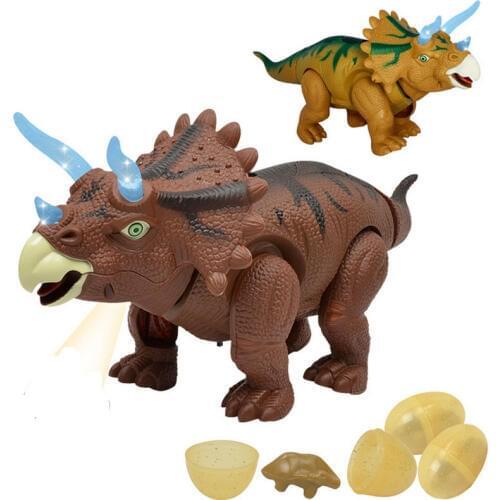 Electric Walking Lay Eggs Dinosaur Toys Glowing Dinosaurs with Sound Animals Model for Kids Children Interactive Gift