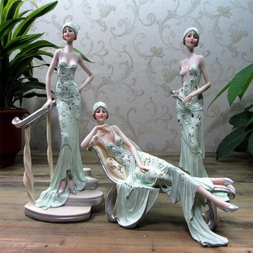 European Resin Girl Beauty Decorative Ornaments Home Room Desktop Characters Figurines Decor Crafts Wedding Gifts Accessories