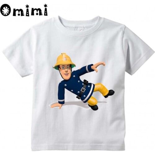 Boys/Girls Sam Fireman Firefighter Design T Shirt Kids Great Kawaii Short Sleeve Tops Childrens Funny T-Shirt,ooo3062