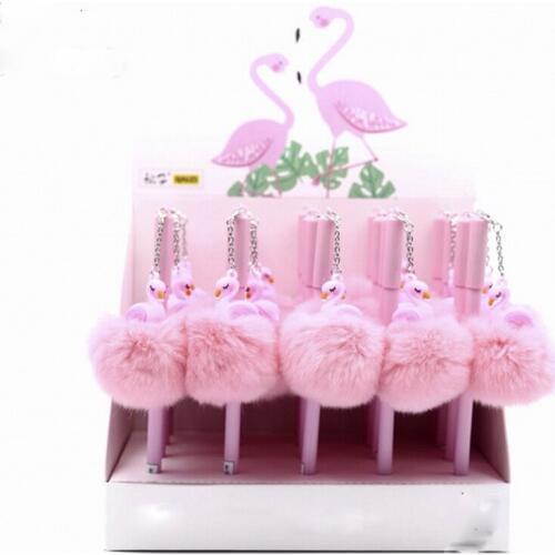 20pcs/lot Gel Pens Cartoon plush Flamingos pendant kawaii gel-ink pens writing pen creative stationery office school supplies