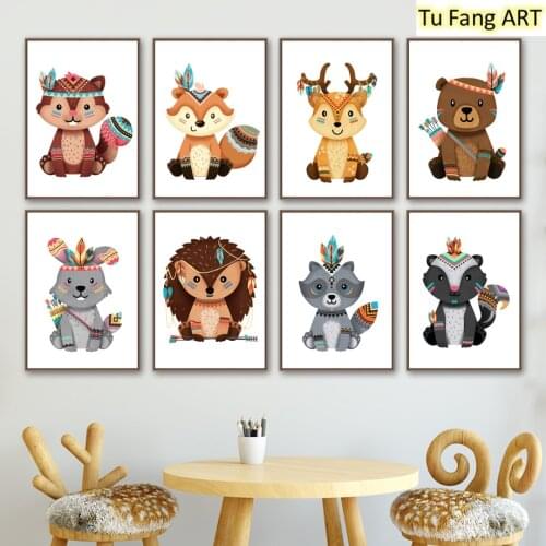 Full Round Square Diamond Painting Bear Deer Fox Rabbit Raccoon Cross Stitch Kits Diamond Embroidery Mosaic Room Decoration