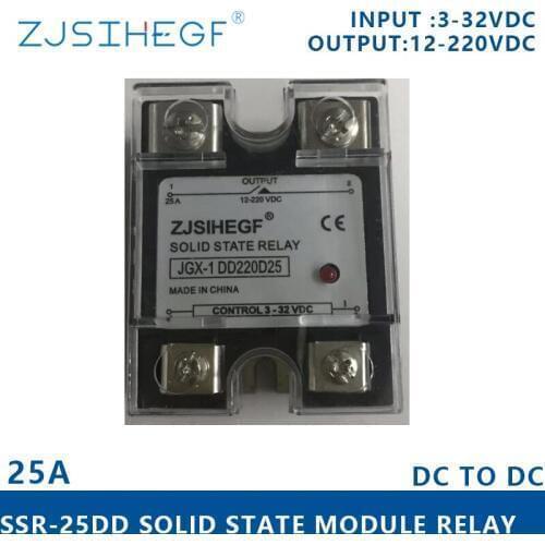 China Factory ZJSIHEGF SSR-25DD Solid State Relay Input Voltage 3-32V DC To Output Voltage 5-60V AC 10A-SSR For Heat Sink