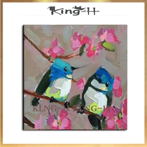 Pintura al óleo del arte de las aves encantadoras pintadas a mano 100% pinturas de pájaros de dibujos animados lienzo para decor