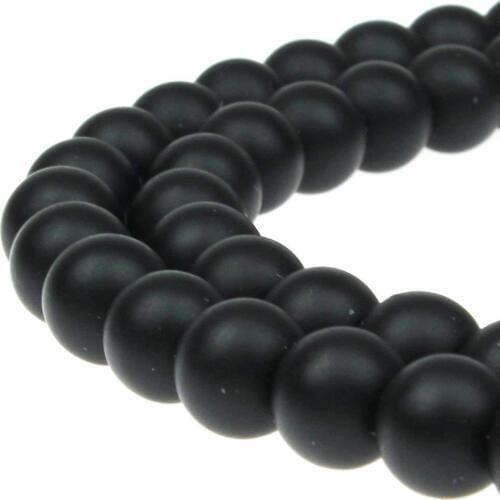4-12mm Natural Black Stone Beads Round Matte Black Beads Dull Polish Onyx Carnelian Stone Beads for jewelry making Natural Stone