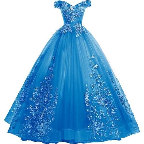 2021 Applique Quinceanera Dresses Ball Gown Lace Embroidery Off The Shouder Party Prom Dress Vestidos 10 Colors