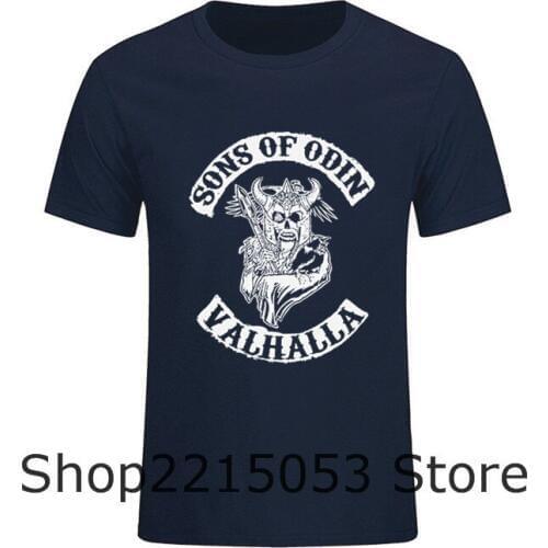 Summer MaleT-Shirts Sons of Odin Valhalla T ShirtS Men XXXL Mens Vikings Tshirts Casual 100% Cotton Short Sleeve Tees antminer