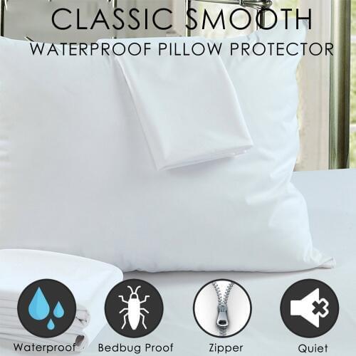 LFH 50X70CM Waterproof Zippered Pillow Protector Bed Bug Proof Pillow Cover Protects Against Dust Mite Smooth Pillowcase For Bed