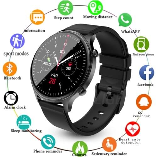 LIGE Full Touch Screen Men Women Smart Watch Heart Rate Monitor Waterproof Mens Smartatch Messages Calls Reminder Smart Clocks