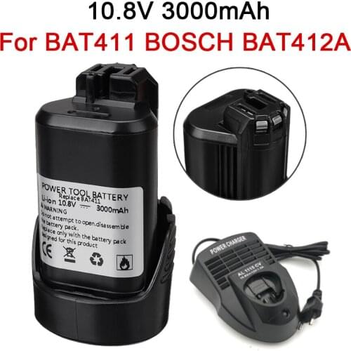 10.8V 12V Li-ion Rechargeable Battery And Charger Replaceable for BOSCH cordless Electric drill screwdriver BAT411 BAT412 BAT413