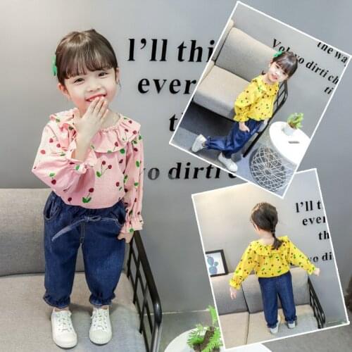Fashion Children Spring Autumn Baby Girls Full printe Clothes Cotton Shirts Pants 2Pcs/sets Infant Kids Toddler Clothing suits