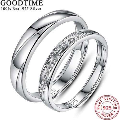 Fashion Genuine 925 Sterling Silver Rings for Women Men Classic Engagement Rhinestone Lover Couple Rings Wedding Jewelry