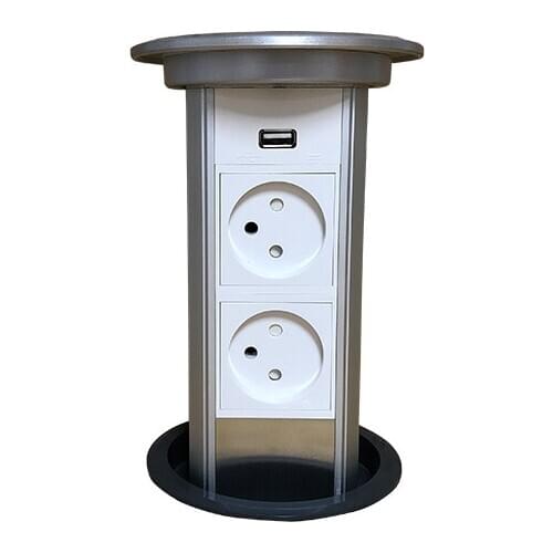 Motorized Lifting Auto One-key Pop up Power Outlet Kitchen Desktop Hidden Socket with 2 Israeli Plug Powers and 1 USB Port