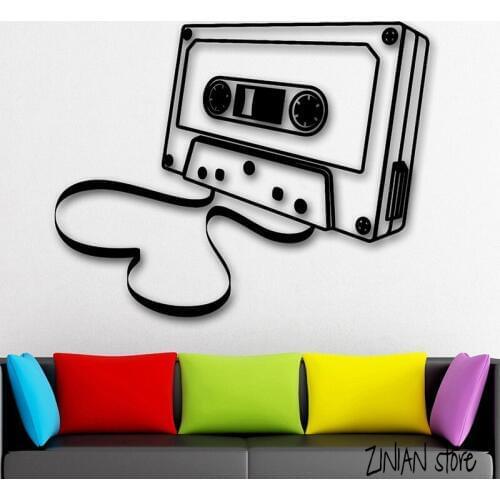 Musicassette Wall Declas Music Retro Vintage Wall Sticker Remoavble Art Mural Home Decoration Wallpaper For Bedroom