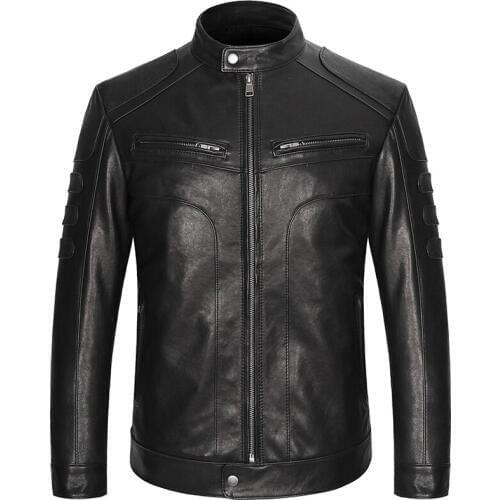 BONJEAN Mens Sheep Leather Jacket Motorcycle Biker Real Leather Coat Breathable Sheepskin Perforated Genuine Leather Jacket