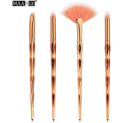 MAANGE Make Up Brushes 4pcs/set Eyebrow Blending Contour Lip Eyeshadow Brush Set Fan Brush Pincel Maquiagem Gift Set For Women