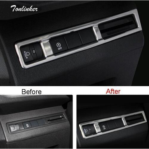 Tonlinker Sticker For Peugeot 3008 GT 5008 2017-18 Car Styling 1PCS Stainless steel HeadLight Adjust Button Switch Cover sticker