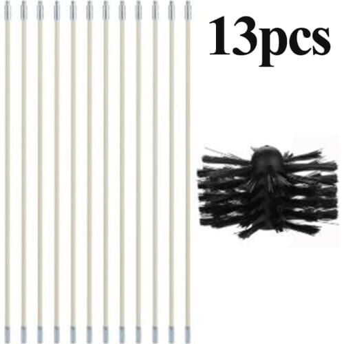 Nylon Brush With 4/12 Pcs Long Handle Flexible Pipe Rods For Chimney Fireplaces Inner Wall Cleaning Brush House Cleaner Tool