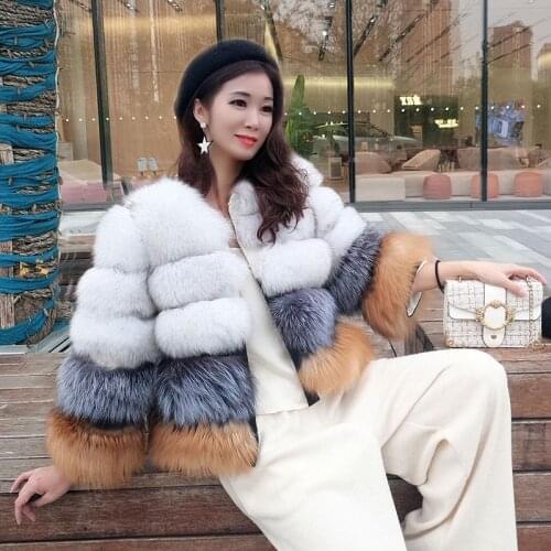 2019 new style real fur coat Womens natural fur jacket winter Warm fox fur Short coat high quality fashion Fur vest