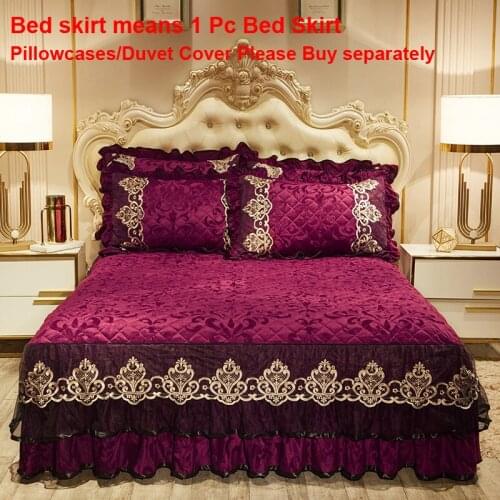 Luxury Bed Sheets Bedding Queen King Size for Home Bedspread Velvet Thicken Lace Bed Skirt Single Piece Pillowcases Duvet Cover