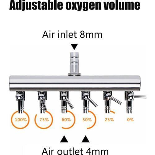 Stainless Steel Adjustable Aquarium Fish Tank Oxygen Tube Dispenser Aeration Pump Oxygen Gas Volume Control Air Flow Splitter