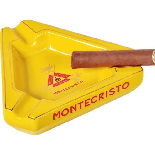 Luxury Montecristo Ceramic Cigarette holder Cigar Ashtray 3 slots Triangle Cigar Ashtray yellow white2 colors Optional Free Ship