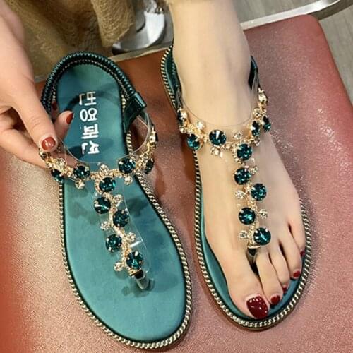 Luxury Rhinestone Gladiator Sandals Women Flat Platform Casual Fashion Peep Toe Beach Ladies Shoes Female Zapatos De Mujer