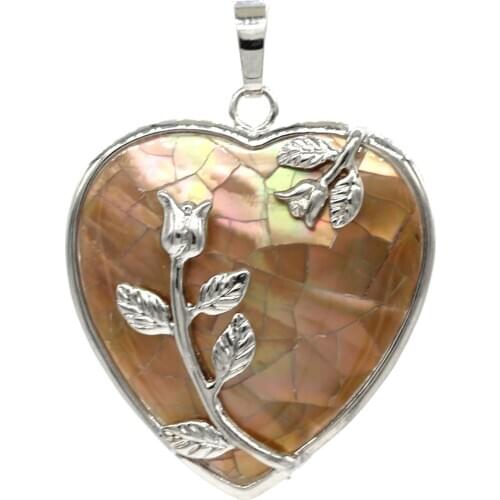 Trendy-beads Elegant Style Silver Plated Love Heart Pendant Penguin Shell Inlay Flower For Valentines Day