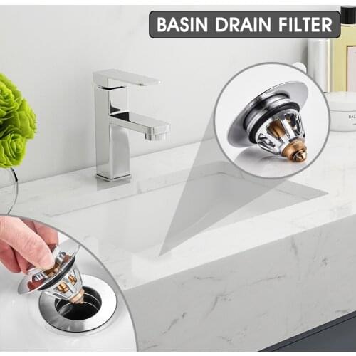 Universal Basin Pop-Up Drain Filter Hair Catcher Anti Clogging Bass Stainless Bath Stopper Sink Strainer Plug for 35-38mm Drain