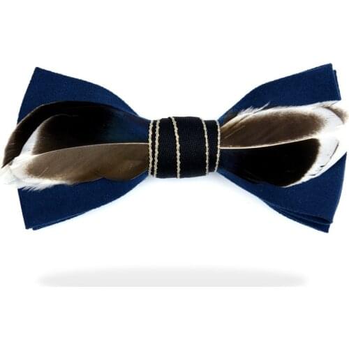 Vintage Original Feather Bow Tie Natural Hand Made Bowtie With Gift Box For Men Business Party Wedding