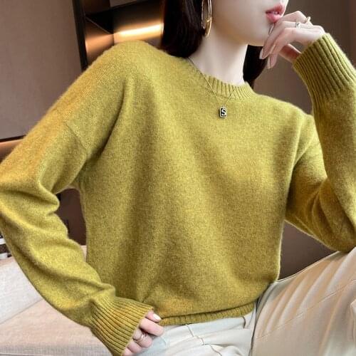 100% Pure Merino Wool Knitted Jumpers Women 5Coloors Loose Sweaters Winter 2021 Ladies Soft Warm Pullovers