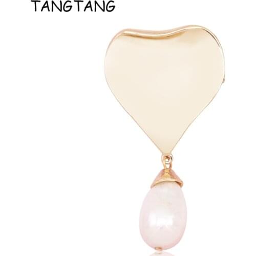 TANGTANG Women Golden Brooch High Quality Pearl Pendant Brooch Glitter Shining Jewelry Accessories Fashion Brooch Pin Unique