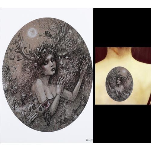 1 Sheet Fake Tattoo Paste Paper Temporary HB492 Beauty Injured Deer Girl Design Waterproof Tattoo Sticker Women Men Body Art Hot