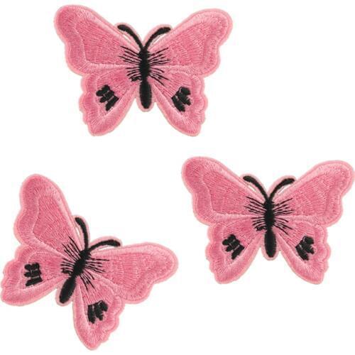 10Pcs Pink Butterfly Patch Iron On DIY Clothing Embroidered For T-Shirt Bags Appliques Patches Sticker Sewing Accessories BT151