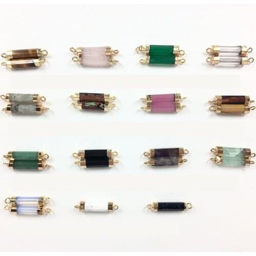 12PCS 7 Chakra Natural Stone Pendant Rose Quartzz Tiger Eyes Jewelry Beads Pendants for Necklace Accessories or Jewelry Making