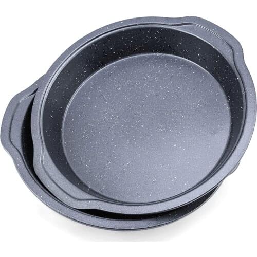 2 Pack Round Cake Pan Cheesecake Mold Pizza Pan With Double Handle Carbon Steel Non Stick Coating Marble Layer Cake Bakeware Set