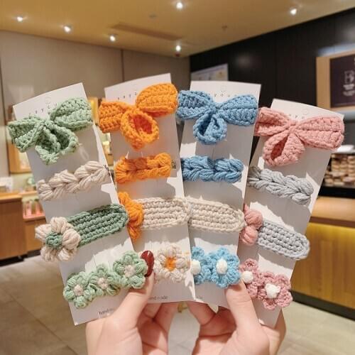 4 Piece Knitted Style Hair Pins For Girls Hair Clips For Children Baby Accessories Kids Chidlren Hair Styling Tools Barrettes